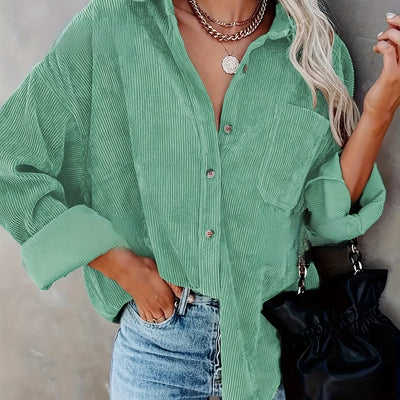 Fleur – Cord Overshirt mit Knopfleiste