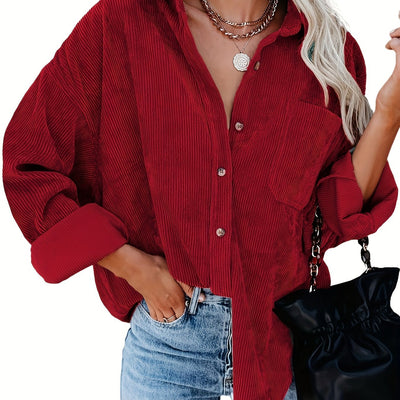 Fleur – Cord Overshirt mit Knopfleiste