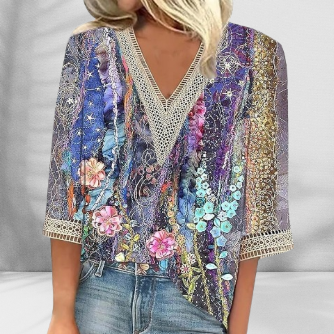 Alis | Boho-Bluse Mit Floralen Mustern Und Langen Ärmeln
