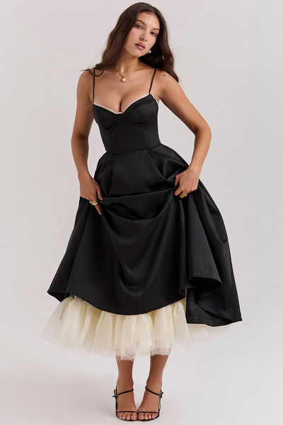 Luce - Satin-Tüll-Midikleid