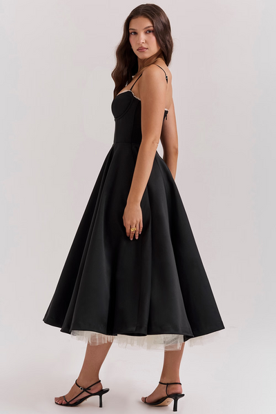 Luce - Satin-Tüll-Midikleid