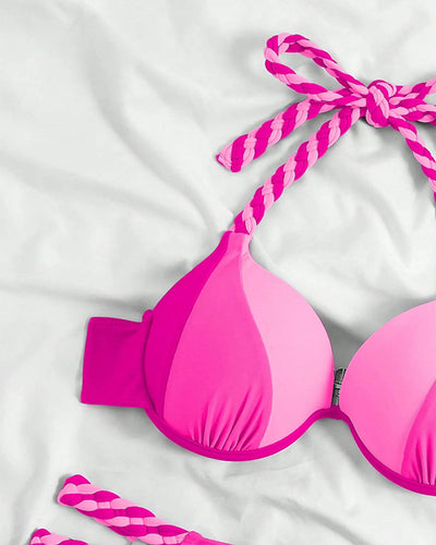 Colorblock-Neckholder-Bikini-Set