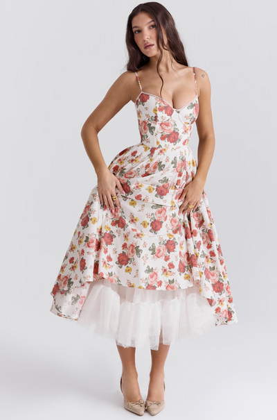 Luce - Satin-Tüll-Midikleid