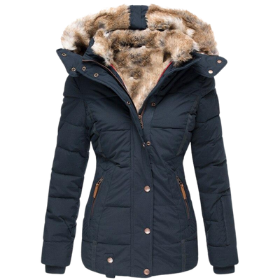 Eleganter gesteppter Wintermantel für Damen mit Fellkragen