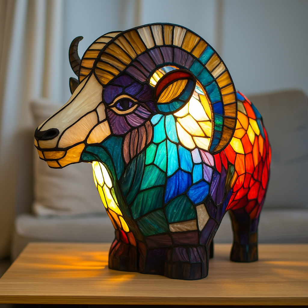 Bijou | Magische Ziegenlampe aus buntem Glas