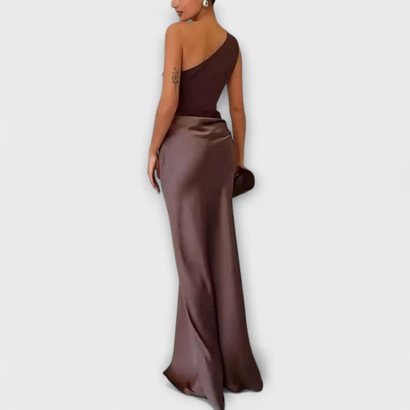 Leni - Elegantes Ein-Schulter Falten Maxi Kleid