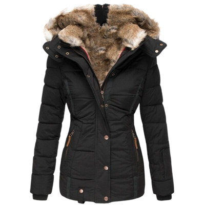 Eleganter gesteppter Wintermantel für Damen mit Fellkragen