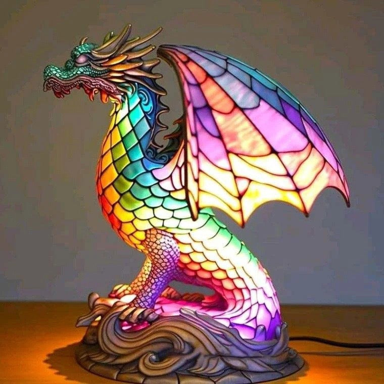 Ignis | Drachenlampe Magisch aus buntem Glas