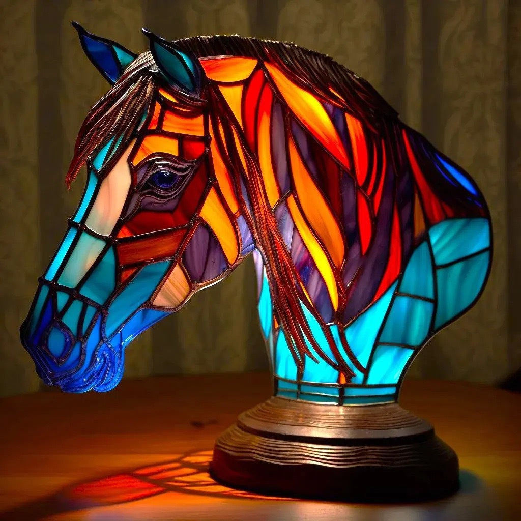 Bella | Magische Pferdelampe aus farbigem Glas