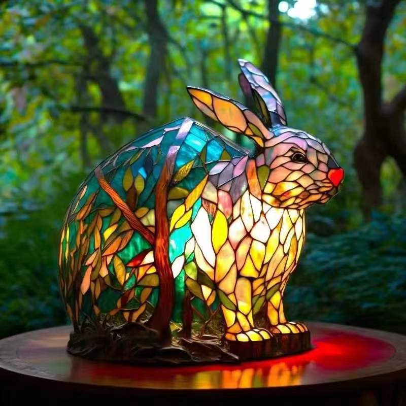 Lapinou | Lampe Hase aus buntem Glas Magisk