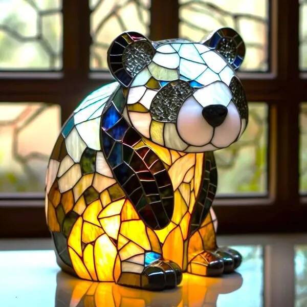 Pandaou | Panda-Lampe aus farbigem Glas