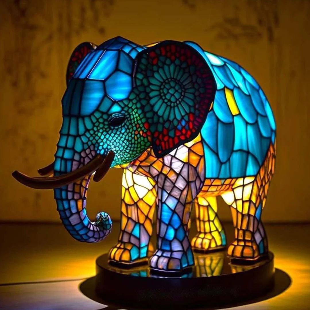 Rajah | Elefant Lampe Magisk aus buntem Glas