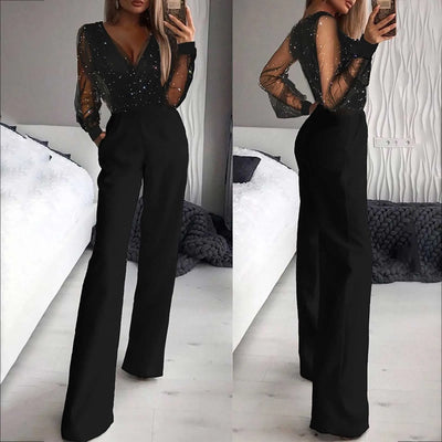 Alberta™ | Glitzernd verzierter Jumpsuit mit weitem Bein