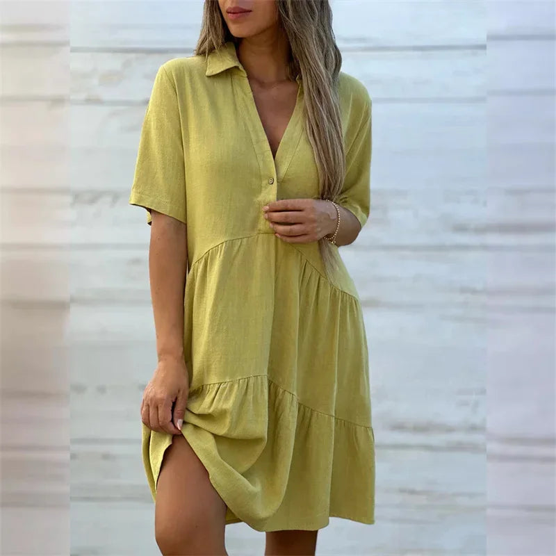 Sofia | Leichtes Sommerkleid mit Knöpfen und ausgestelltem Schnitt