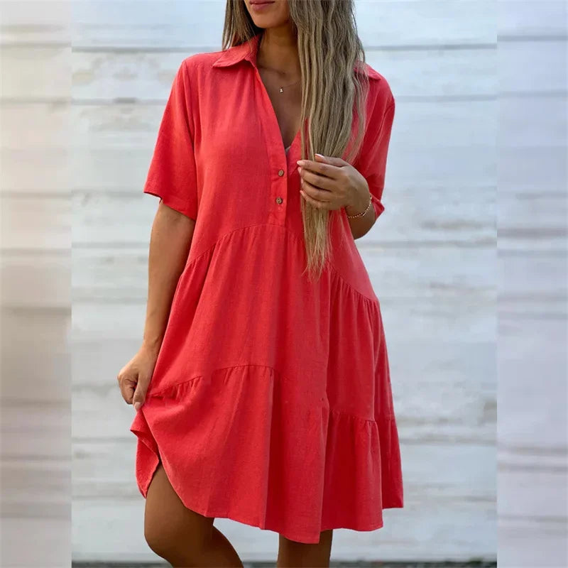 Sofia | Leichtes Sommerkleid mit Knöpfen und ausgestelltem Schnitt