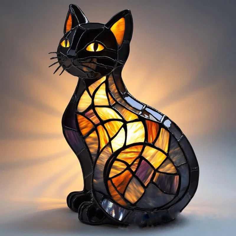 Mira | Magische Katzenlampe aus buntem Glas