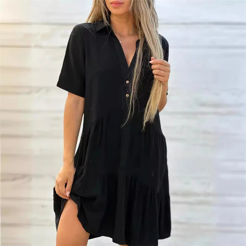 Sofia | Leichtes Sommerkleid mit Knöpfen und ausgestelltem Schnitt