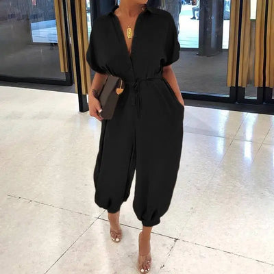 Anneliese™ | Leoparden-Jumpsuit mit V-Ausschnitt