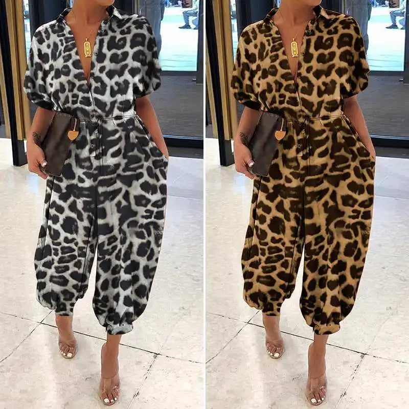 Anneliese™ | Leoparden-Jumpsuit mit V-Ausschnitt