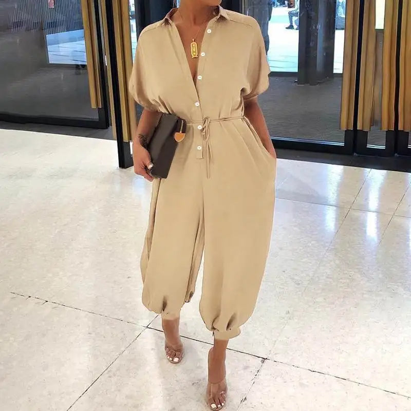 Anneliese™ | Leoparden-Jumpsuit mit V-Ausschnitt