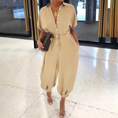 Anneliese™ | Leoparden-Jumpsuit mit V-Ausschnitt