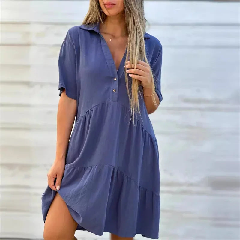 Sofia | Leichtes Sommerkleid mit Knöpfen und ausgestelltem Schnitt