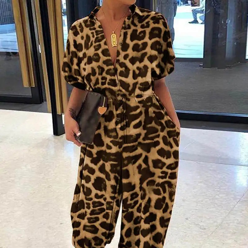 Anneliese™ | Leoparden-Jumpsuit mit V-Ausschnitt