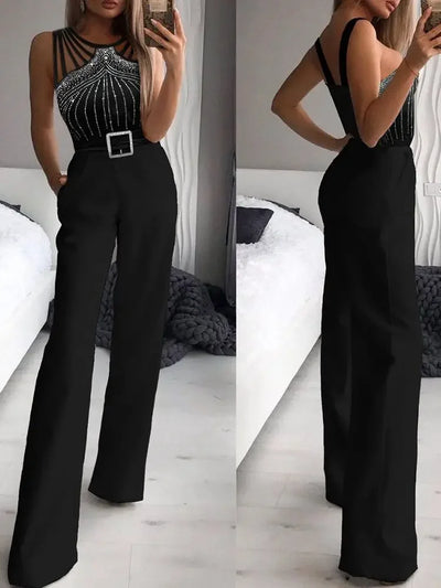 Adelheid™ | Glitzernder Jumpsuit mit Weiten Beinen