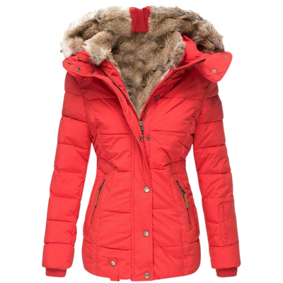Eleganter gesteppter Wintermantel für Damen mit Fellkragen