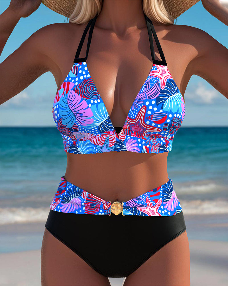 Bikini Sexy Neckholder Bh Bedruckt