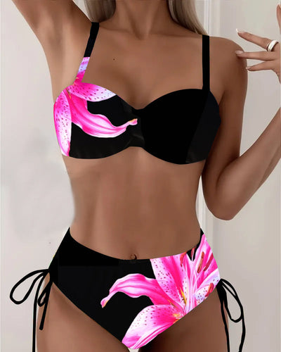 Bikini Dreieck Schnürung Blumenmuster