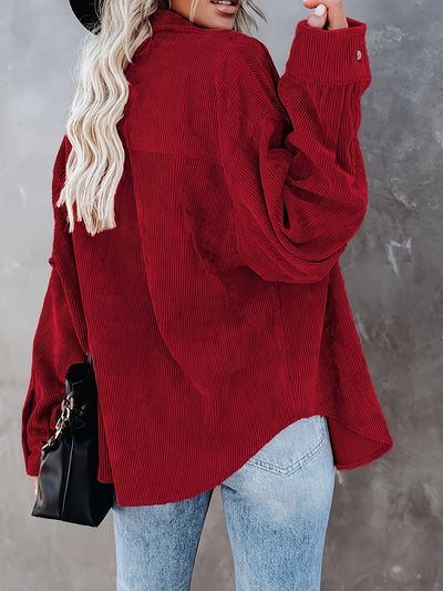 Fleur – Cord Overshirt mit Knopfleiste