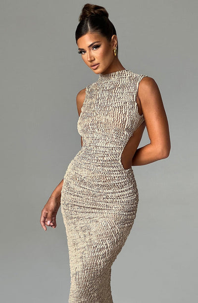 Soraya | Texturiertes asymmetrisches Midikleid