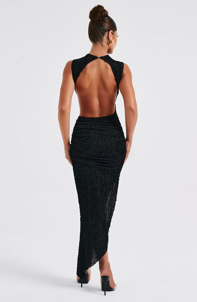 Soraya | Texturiertes asymmetrisches Midikleid