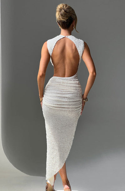 Soraya | Texturiertes asymmetrisches Midikleid