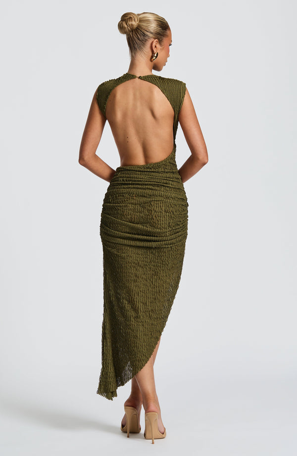 Soraya | Texturiertes asymmetrisches Midikleid