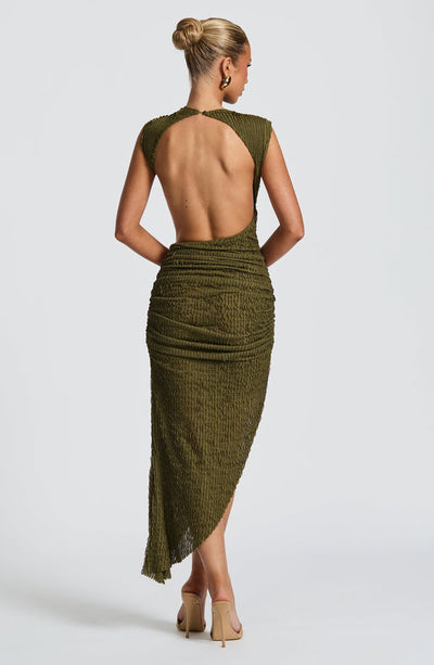Soraya | Texturiertes asymmetrisches Midikleid