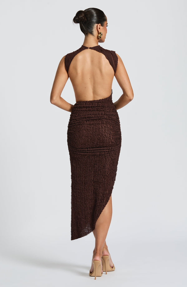 Soraya | Texturiertes asymmetrisches Midikleid