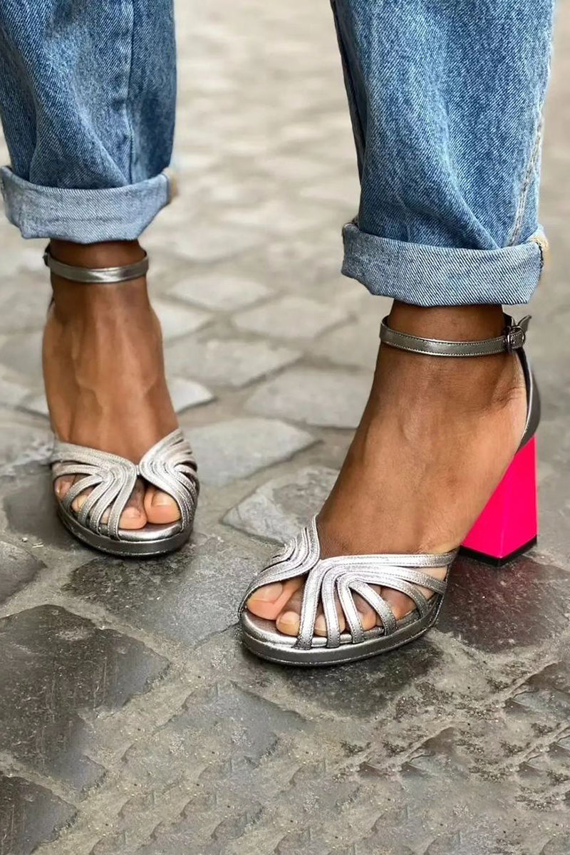 Seraphina | Handgefertigte Sandalen mit dickem Absatz