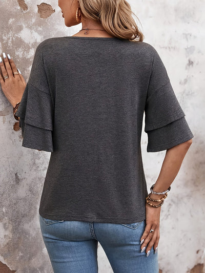 Johanna | T-Shirt mit V-Ausschnitt Und Weiten Ärmeln