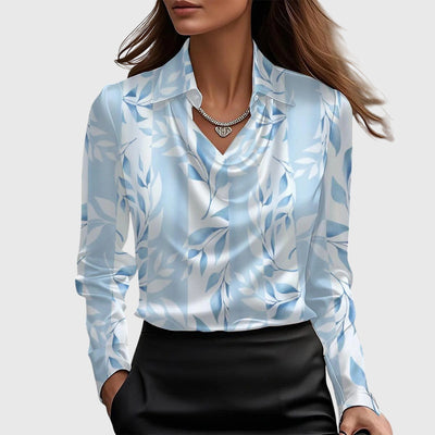Sylvie | Bluse mit luxuriösem Glanz und Faltenkragen