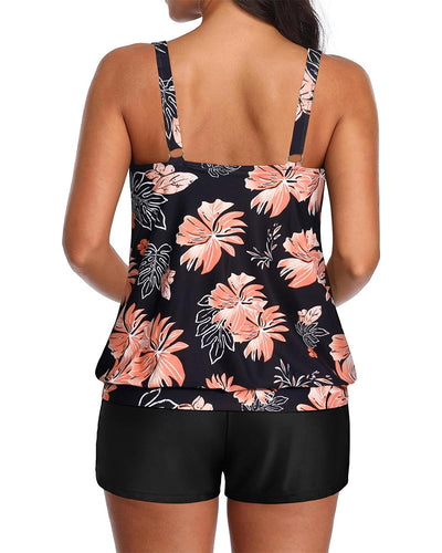 Tankini Schlank Weste Boxer Bedruckt Zweiteilig