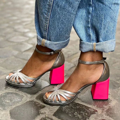 Seraphina | Handgefertigte Sandalen mit dickem Absatz