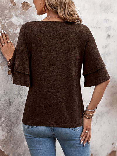 Johanna | T-Shirt mit V-Ausschnitt Und Weiten Ärmeln