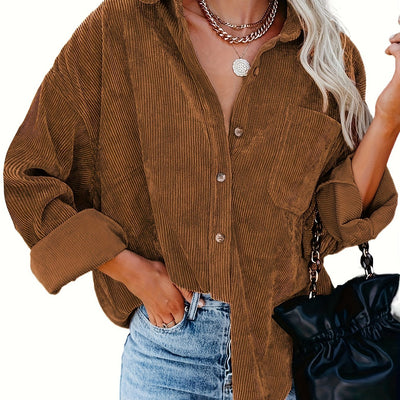 Fleur – Cord Overshirt mit Knopfleiste