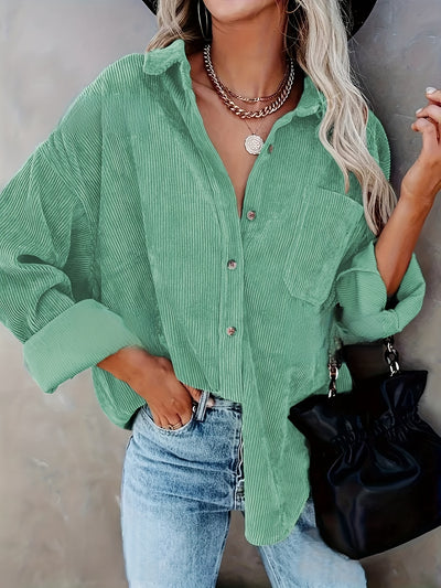 Fleur – Cord Overshirt mit Knopfleiste