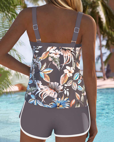 Tankini u-ausschnitt ärmellos bedruckt