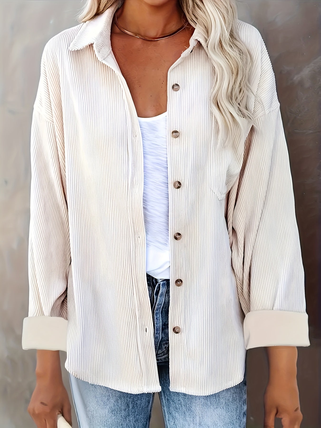 Fleur – Cord Overshirt mit Knopfleiste