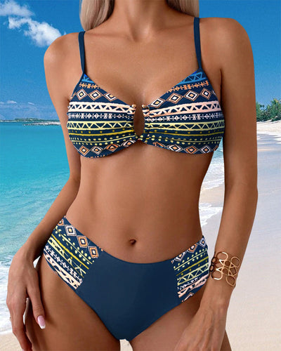 Bikini Bedruckter Urlaubsstil Sexy Zweiteilig