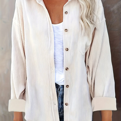 Fleur – Cord Overshirt mit Knopfleiste